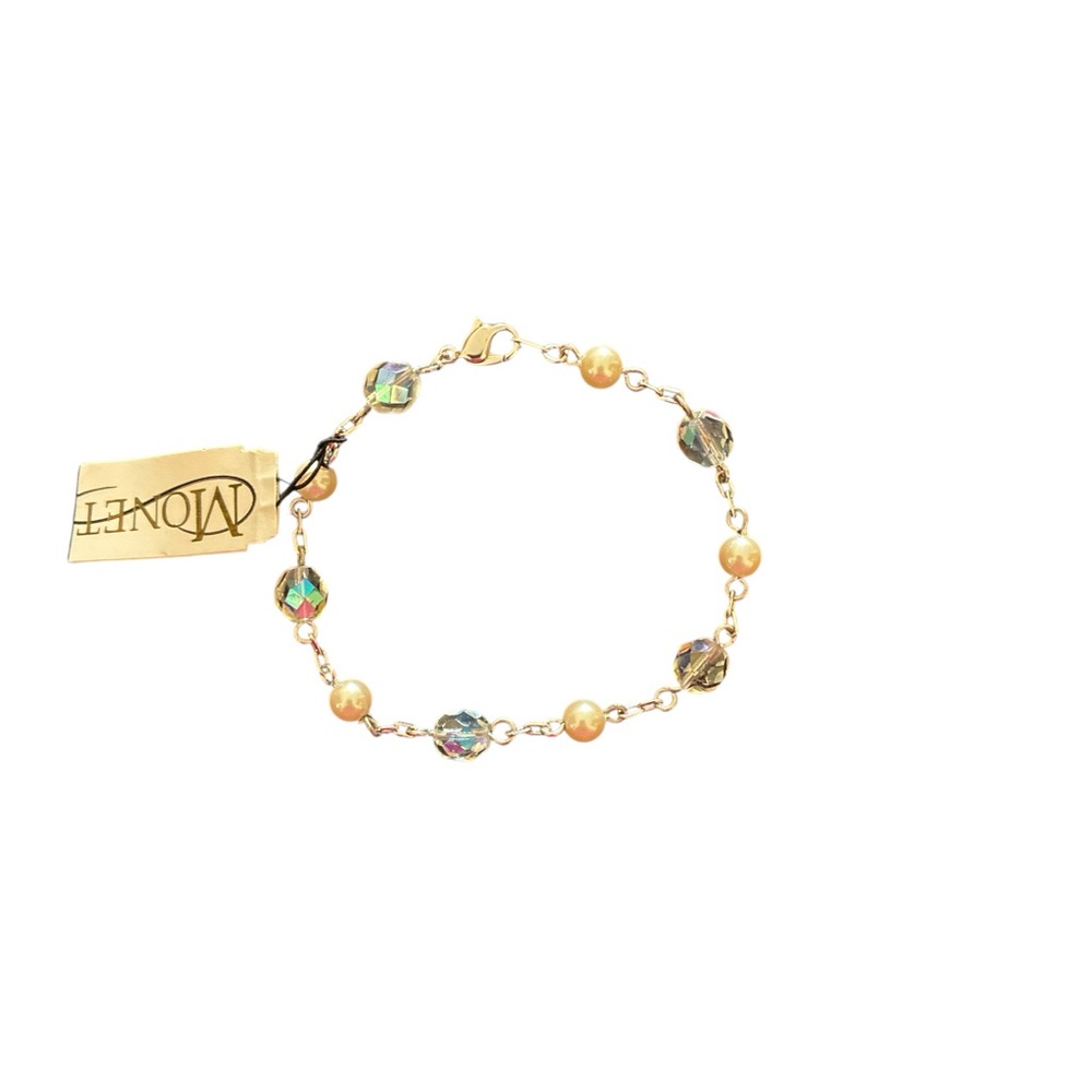 NWT Monet Silver Iridescent Pearl Bracelet